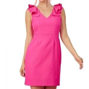 NEW FASCINATION ruffle v-neck dress in pink